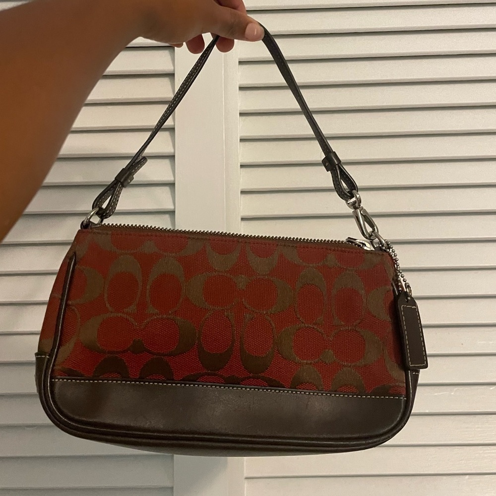 Vintage baguette brown and red Coach purse